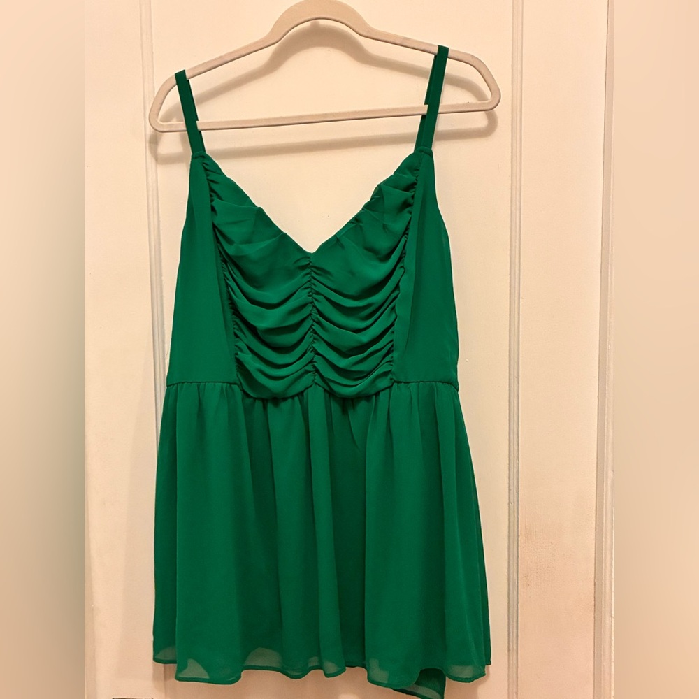 torrid Emerald Green Ruched V-Neck Spaghetti Strap Cami